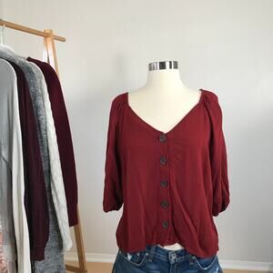 Sanctuary • Modern Button Front Top Red Jasper